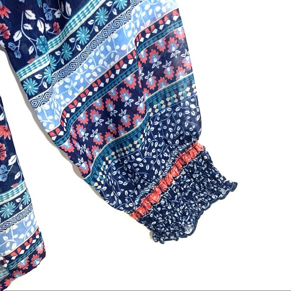 Design365  Bohemian Tunic Blouse floral flowy casual top Saksoff5th  size L - Picture 3 of 10